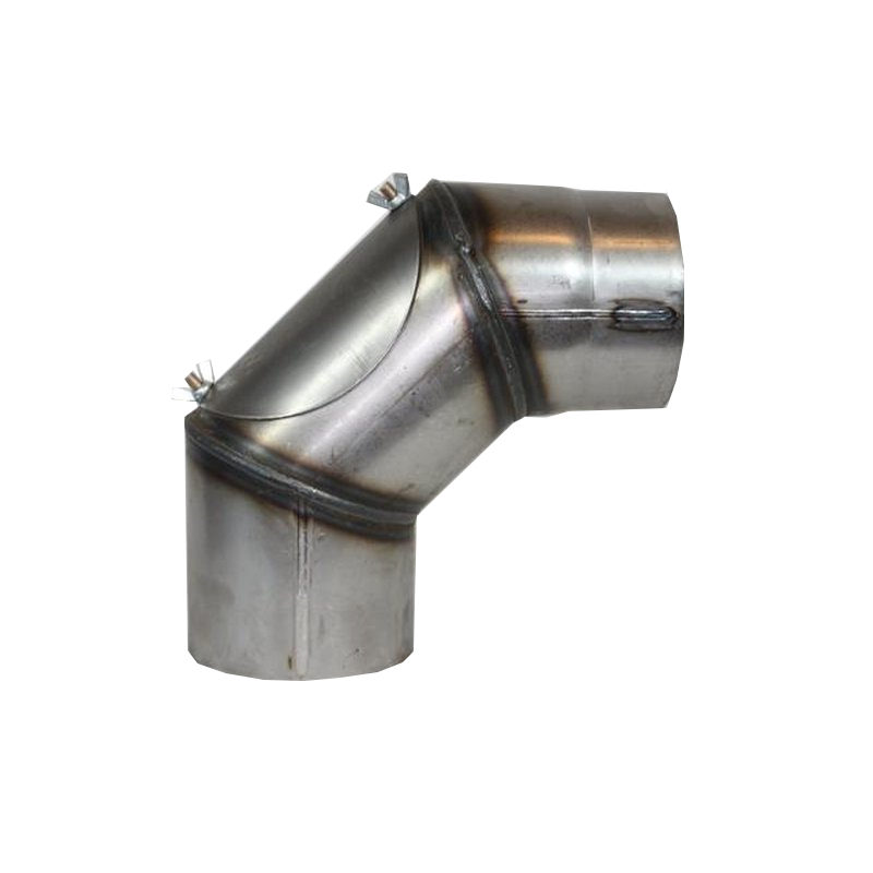 Ofenrohr Rauchrohr Bogen verstellbar 0-90- mit T�r 120mm 2mm unlackiert