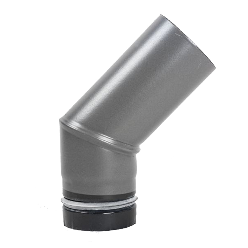 Pellet- Ofenrohr-Bogen 45- ohne T�r DN 100mm gussgrau emailliert