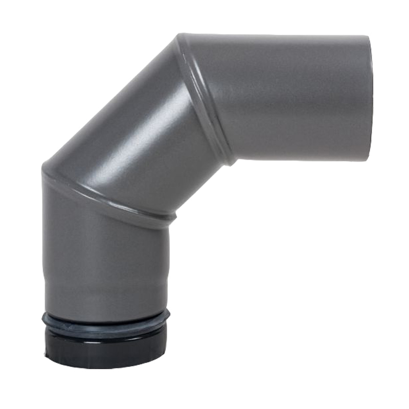 Pellet- Ofenrohr-Bogen 90- ohne T�r DN 100mm gussgrau emailliert