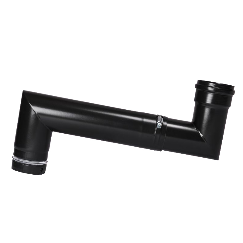 Pellet- Ofenrohr Doppelbogen f�r S-Anschluss DN 100mm MS matt-schwarz emailliert
