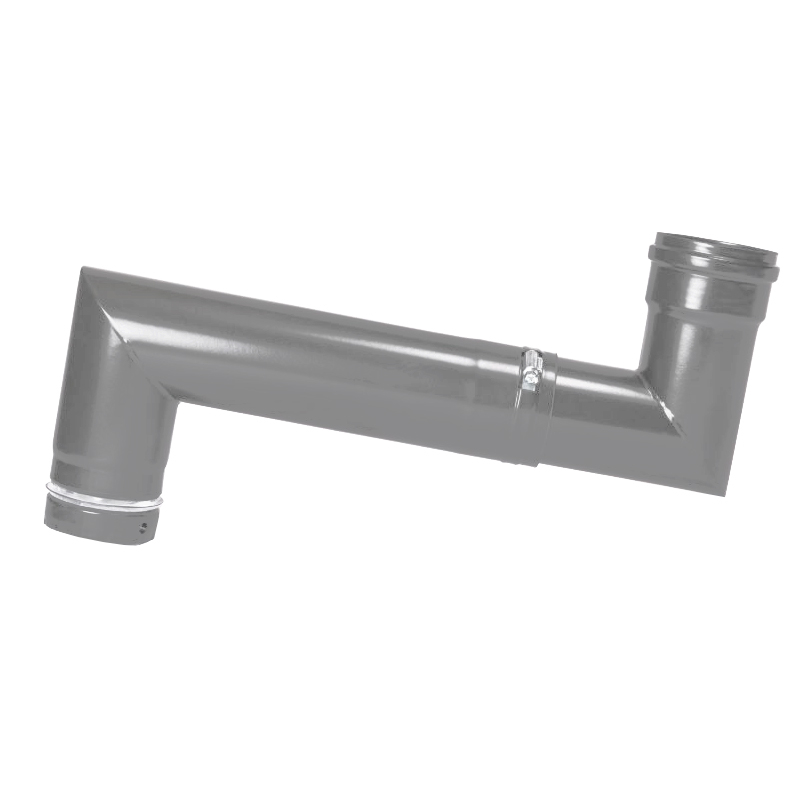 Pellet- Ofenrohr Doppelbogen f�r S-Anschluss DN 80mm Grau gussgrau emailliert