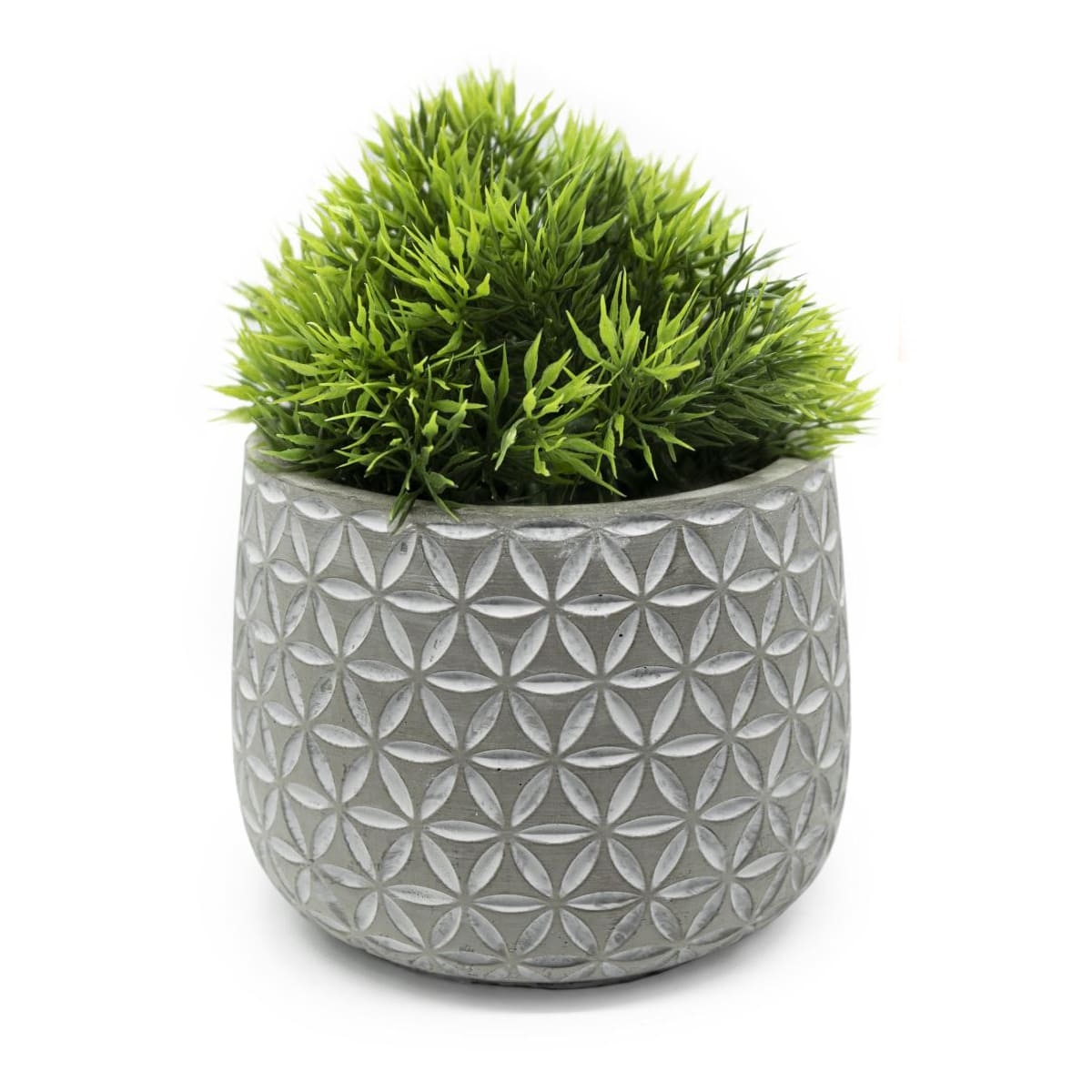 Pflanztopf Zement mit Muster Streifen grau rund DH: 21x19cm unter NOOR Living > Living - Haus & Garten > Root Catalog