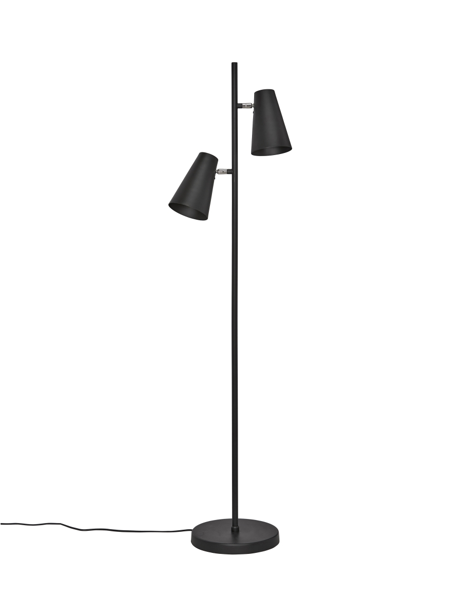 PR Home Cornet Stehlampe schwarz 2 Arme E27 145cm mit Schalter am Lampenkopf