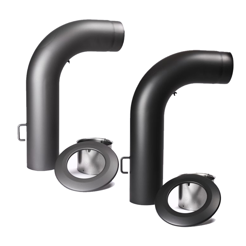Rauchrohr Set 2mm 700 x 450mm mit kleiner T�r glatt gezogen 150mm gussgrau oder schwarz