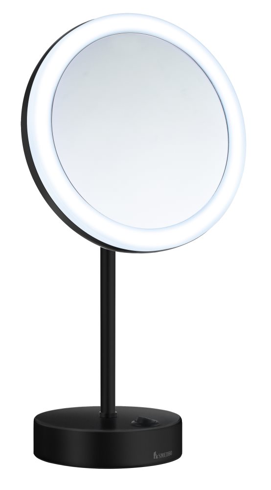 Smedbo Outline Kosmetikspiegel mit Dual LED - PMMA rund schwarz FK484EBP