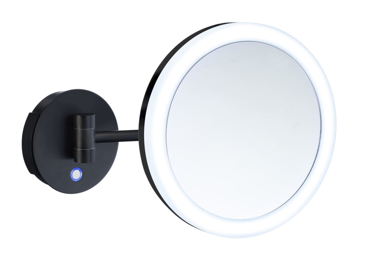 Smedbo Outline Kosmetikspiegel schwarz mit Dual LED-Beleuchtung PMMA rund FK485EBP