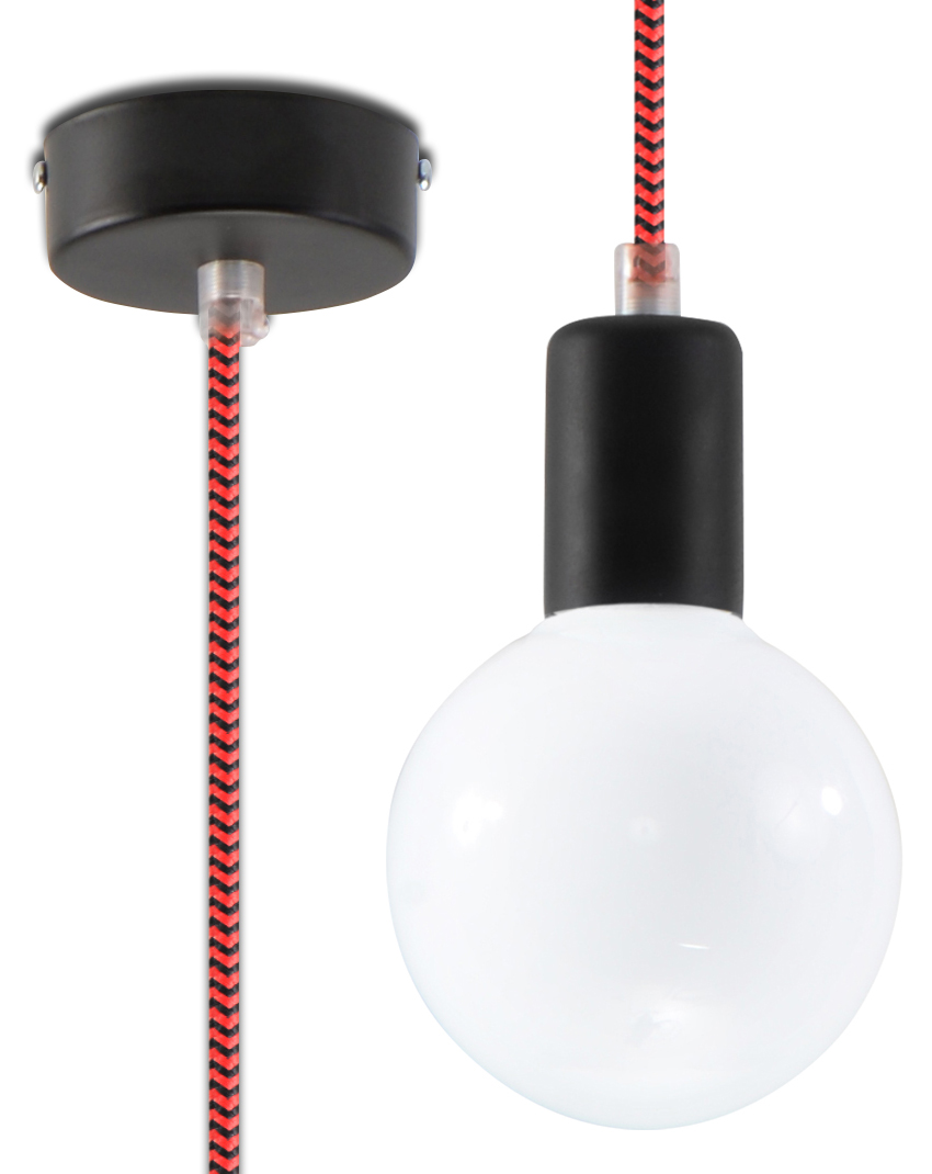 Sollux EDISON Pendelaufhang schwarz- rot 1-flg- E27