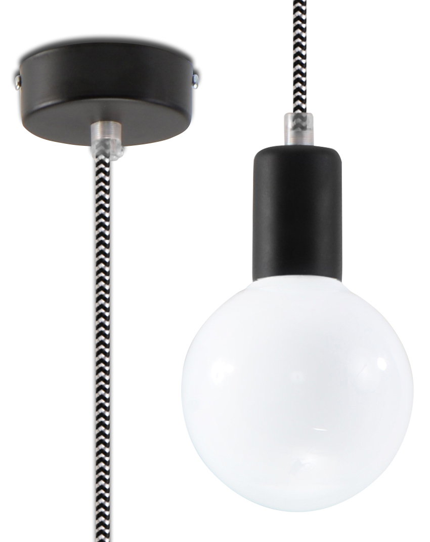 Sollux EDISON Pendelaufhang schwarz- weiss 1-flg- E27