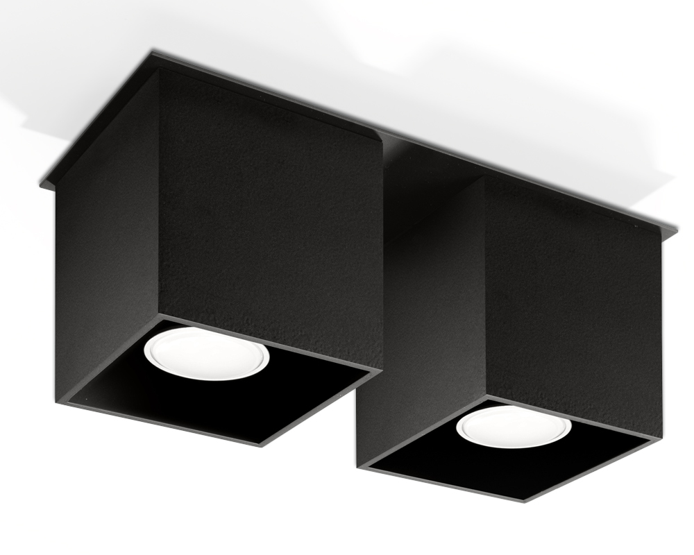 Sollux QUAD moderne Aufbauleuchte eckig schwarz 26x10cm 2-flg- GU10 unter Deckenleuchten > Wohnzimmerbeleuchtung > Nach Raum