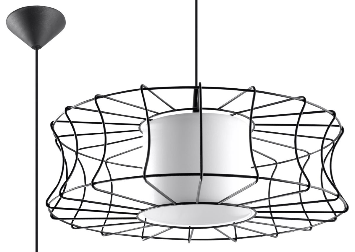 Sollux SALERNO moderne Hngelampe rund schwarz- weiss 1-flg- E27