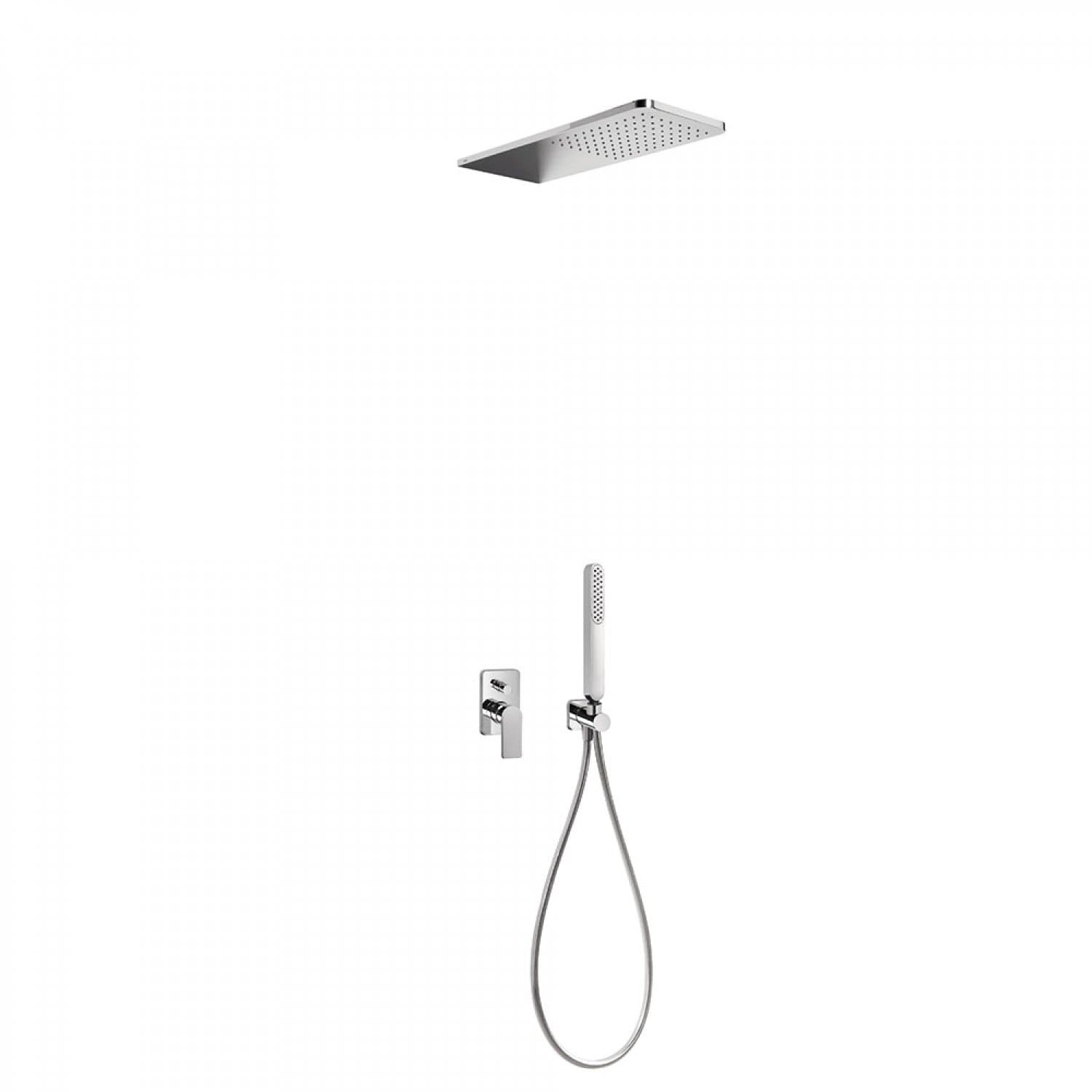 Tres Loft-Tres Duscharmatur Unterputz chrom incl- Regenkopfbrause 160 x 550mm unter Shower Komplett Sets