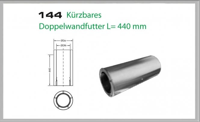 Wanddurchf�hrung k�rzbar 440mm f�r Schornsteinsets 200mm DW