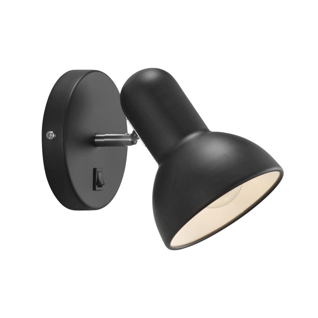 Wandlampe schwarz Nordlux Texas Metall Schirm E27 mit Schalter