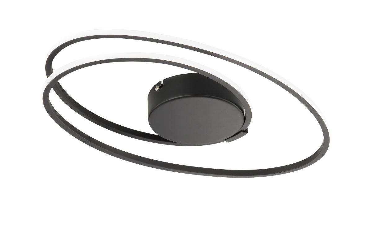 WOFI Nia 762 LED Deckenleuchte schwarz 1500lm mit Stepdimmer 50x30x3-8cm